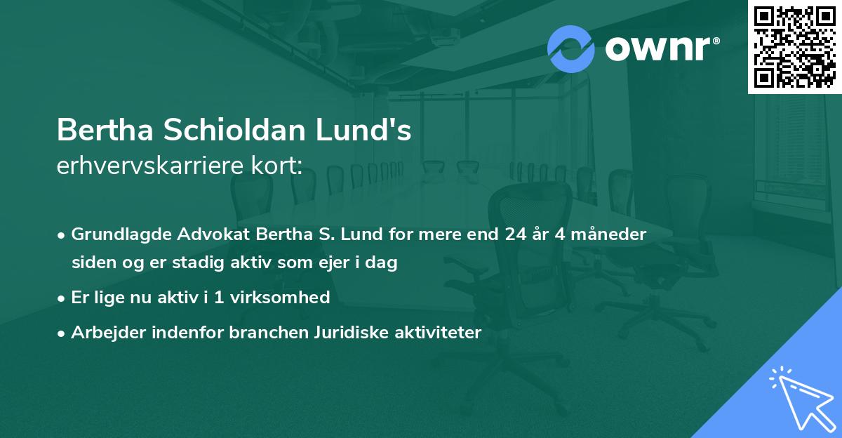 Bertha Schioldan Lund's erhvervskarriere kort