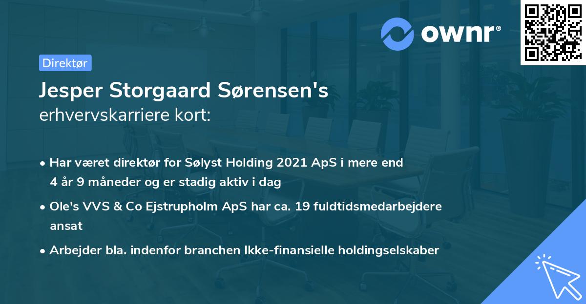 Jesper Storgaard Sørensen's erhvervskarriere kort