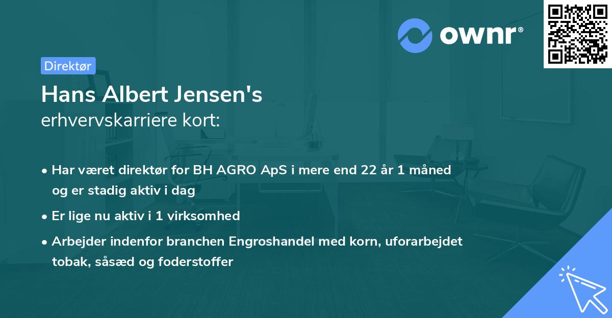 Hans Albert Jensen's erhvervskarriere kort