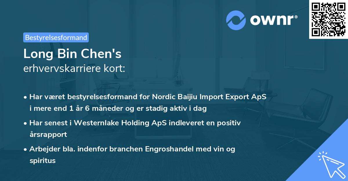 Long Bin Chen's erhvervskarriere kort