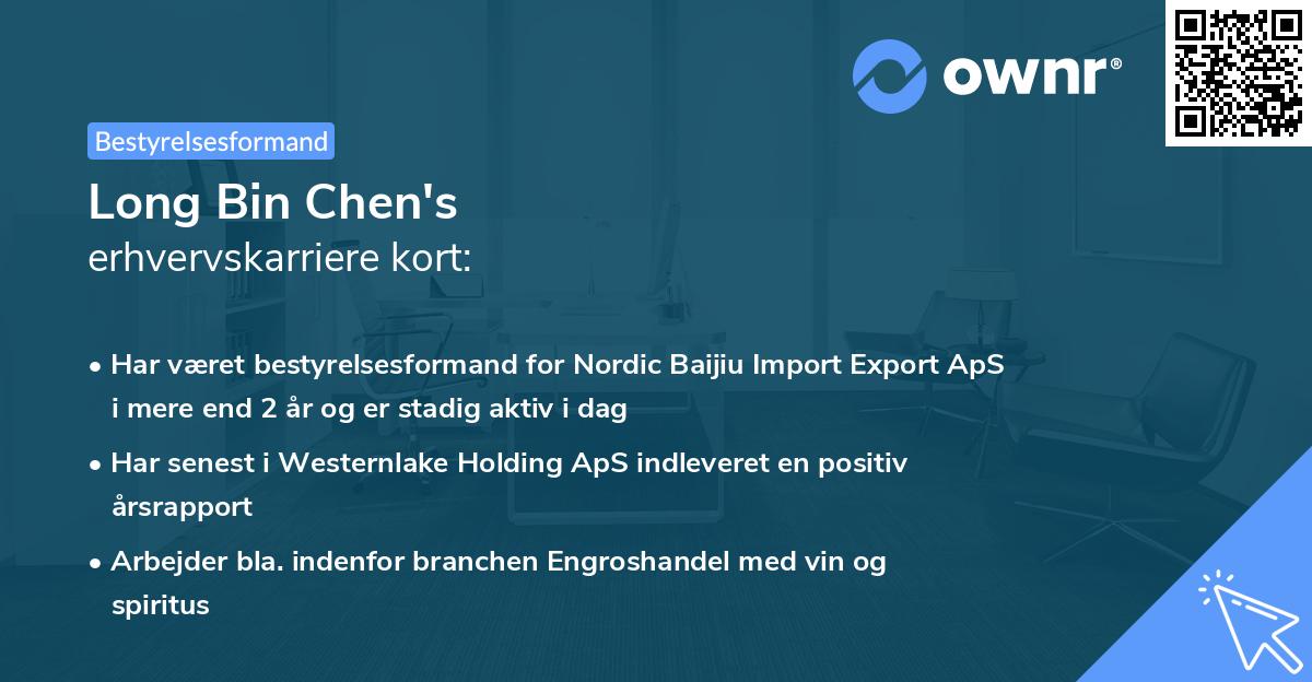 Long Bin Chen's erhvervskarriere kort
