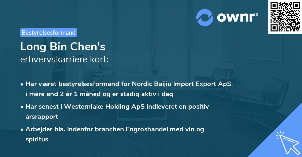 Long Bin Chen's erhvervskarriere kort