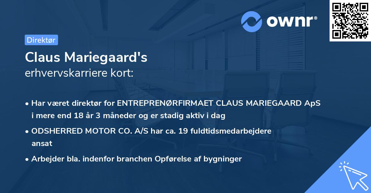 Claus Mariegaard's erhvervskarriere kort
