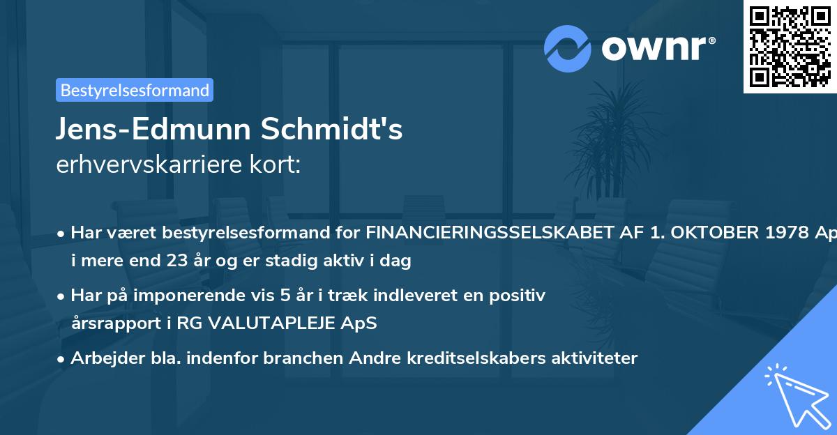 Jens-Edmunn Schmidt's erhvervskarriere kort