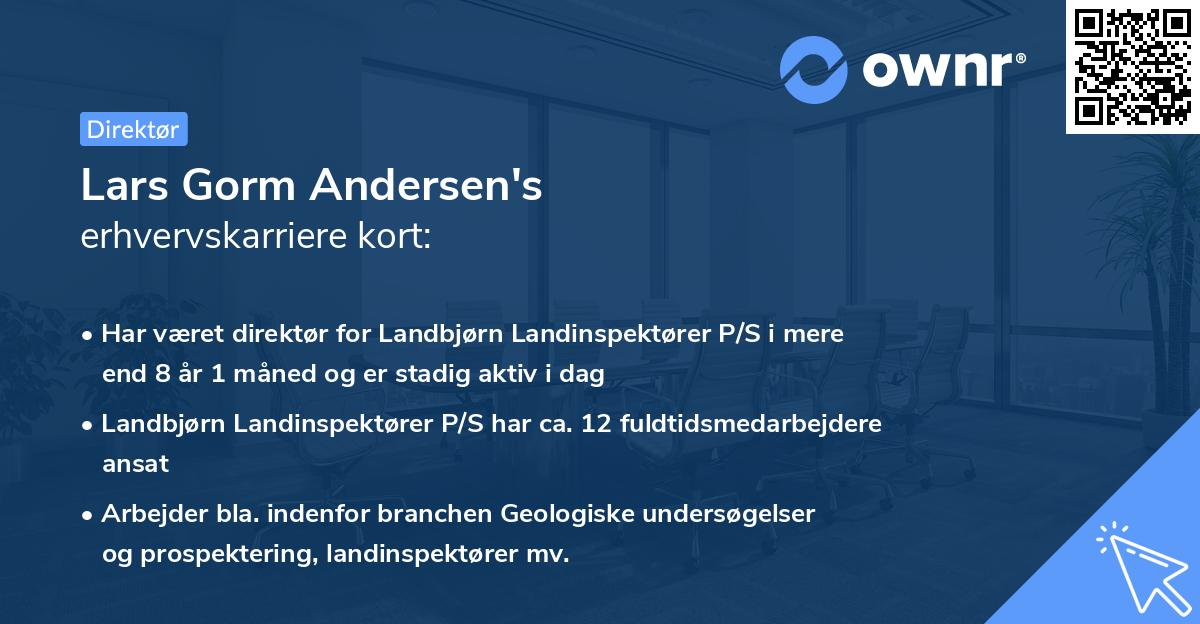 Lars Gorm Andersen's erhvervskarriere kort