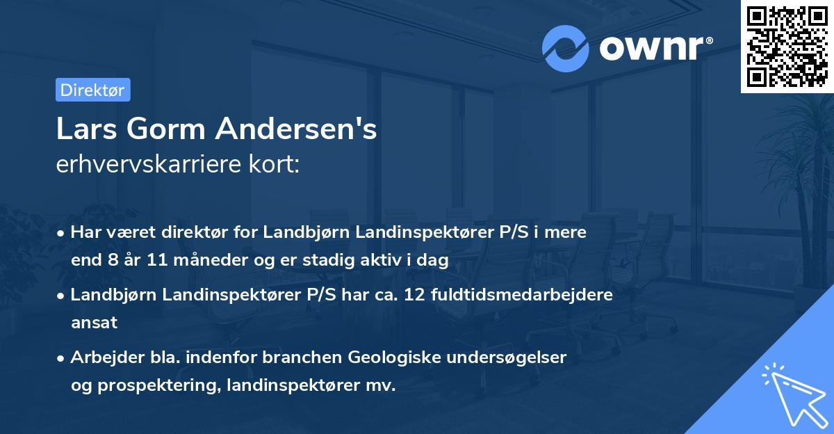 Lars Gorm Andersen's erhvervskarriere kort