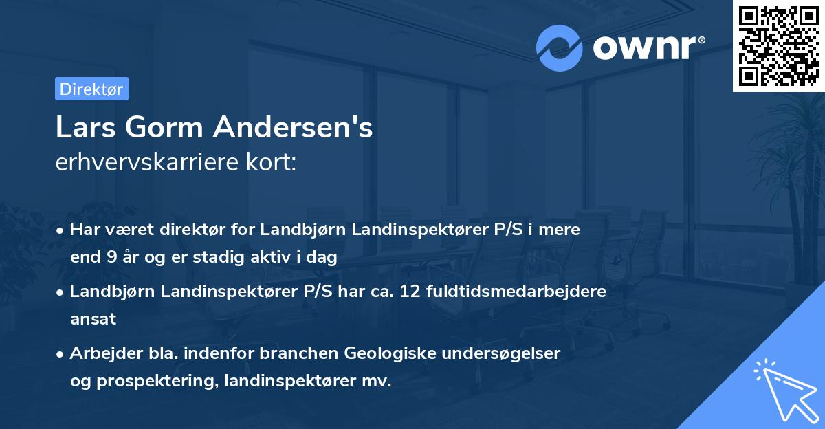 Lars Gorm Andersen's erhvervskarriere kort
