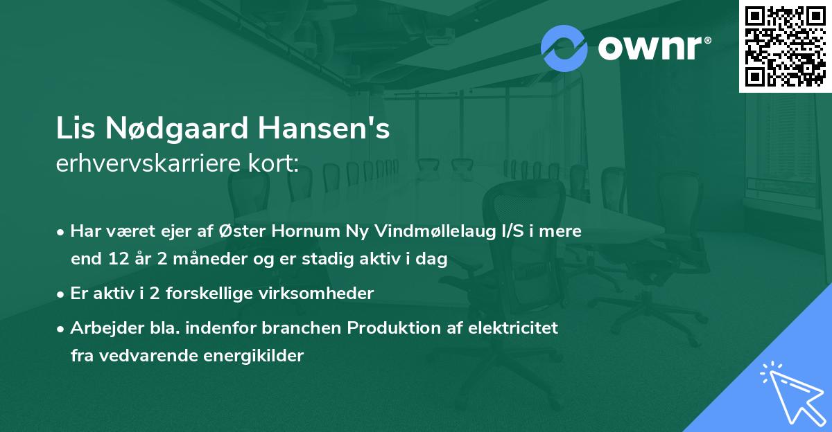 Lis Nødgaard Hansen's erhvervskarriere kort