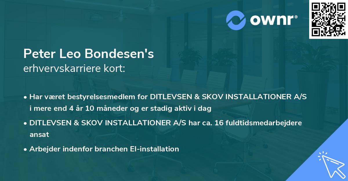 Peter Leo Bondesen's erhvervskarriere kort