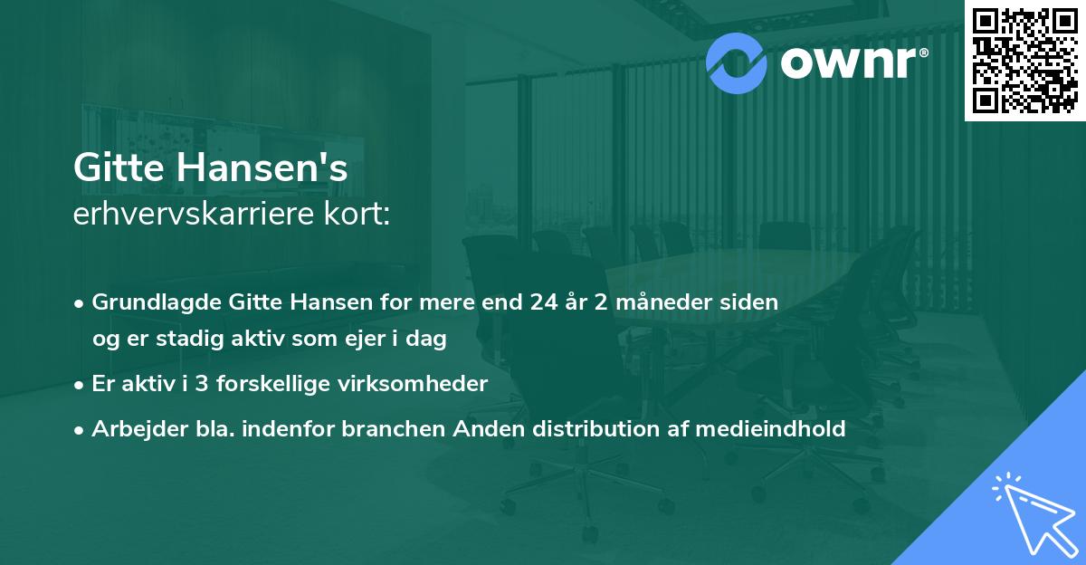 Gitte Hansen's erhvervskarriere kort