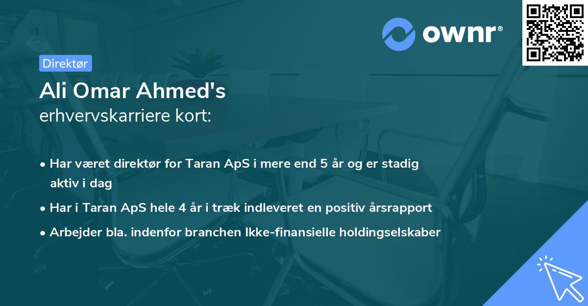 Ali Omar Ahmed's erhvervskarriere kort