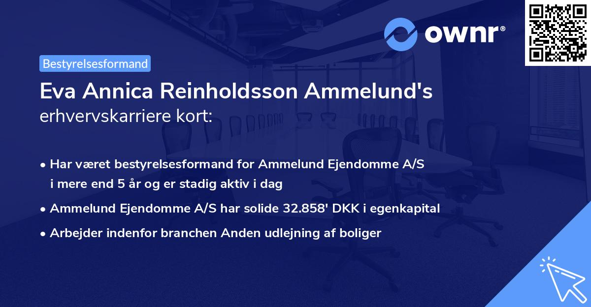 Eva Annica Reinholdsson Ammelund's erhvervskarriere kort