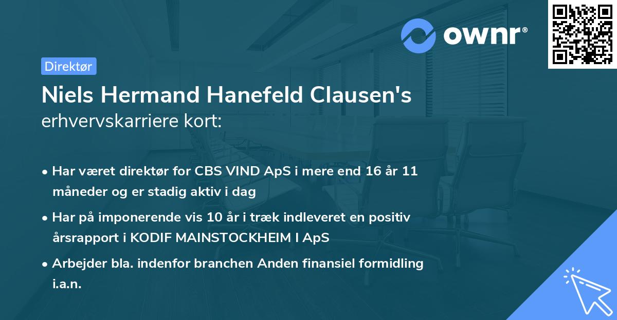 Niels Hermand Hanefeld Clausen's erhvervskarriere kort