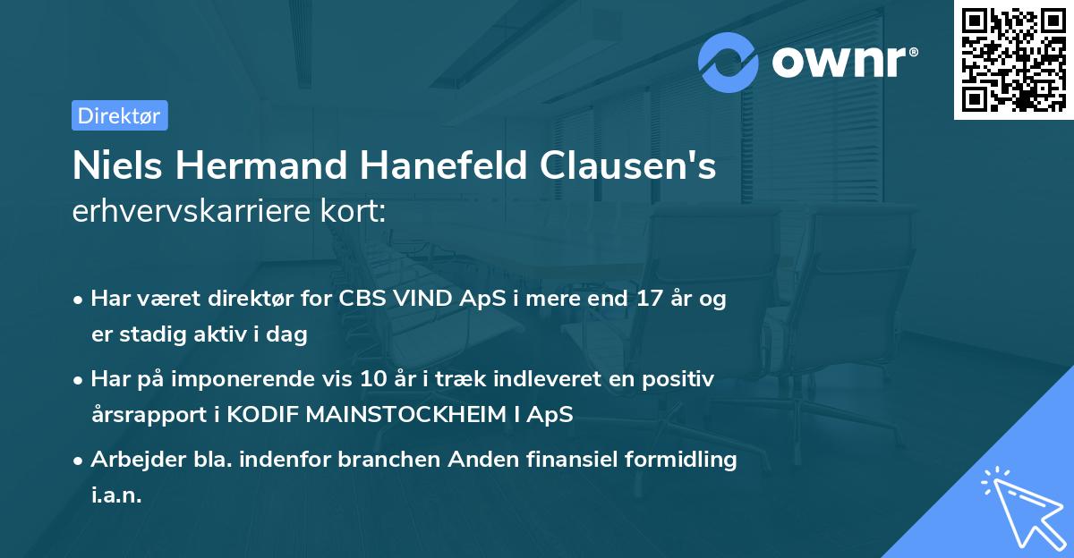 Niels Hermand Hanefeld Clausen's erhvervskarriere kort