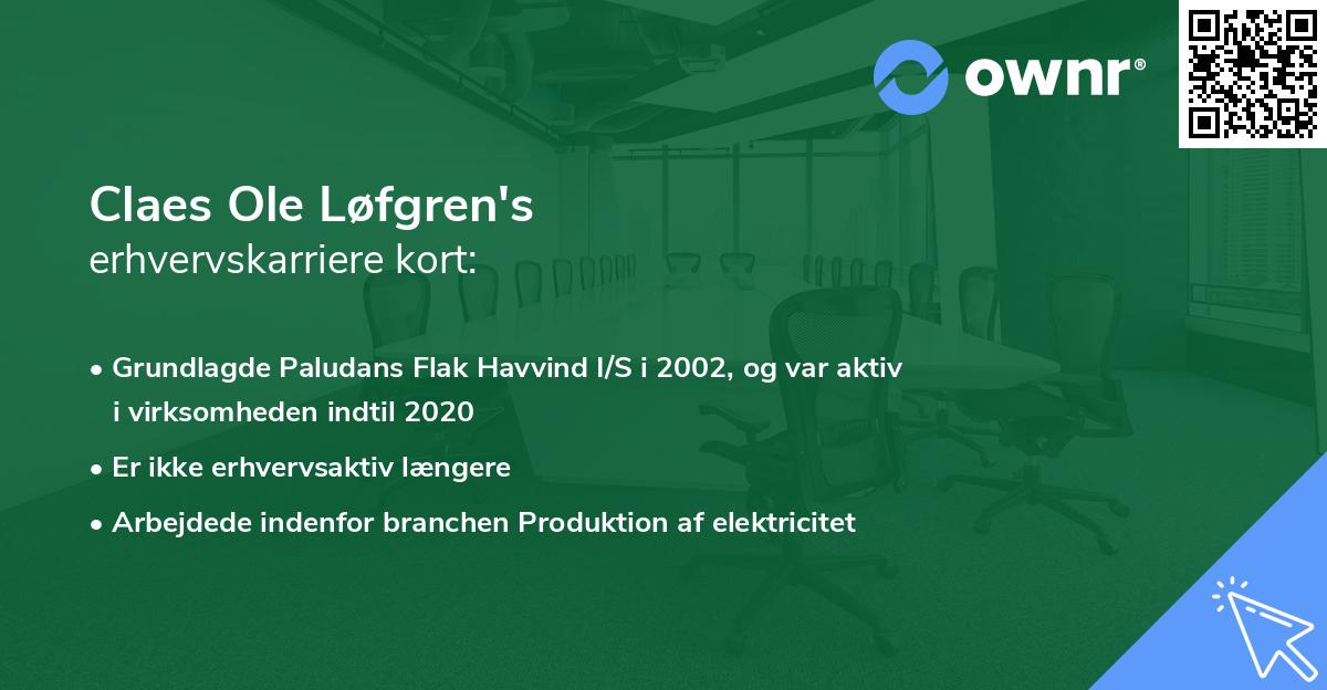 Claes Ole Løfgren's erhvervskarriere kort