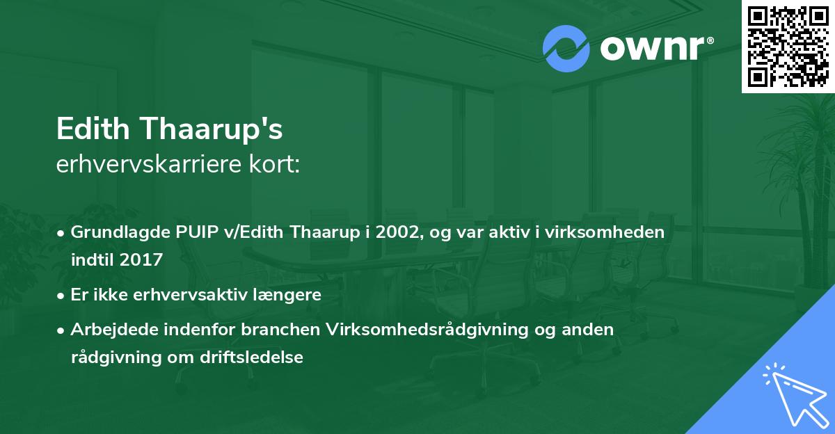 Edith Thaarup's erhvervskarriere kort