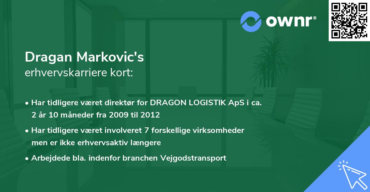 Dragan Markovic's erhvervskarriere kort