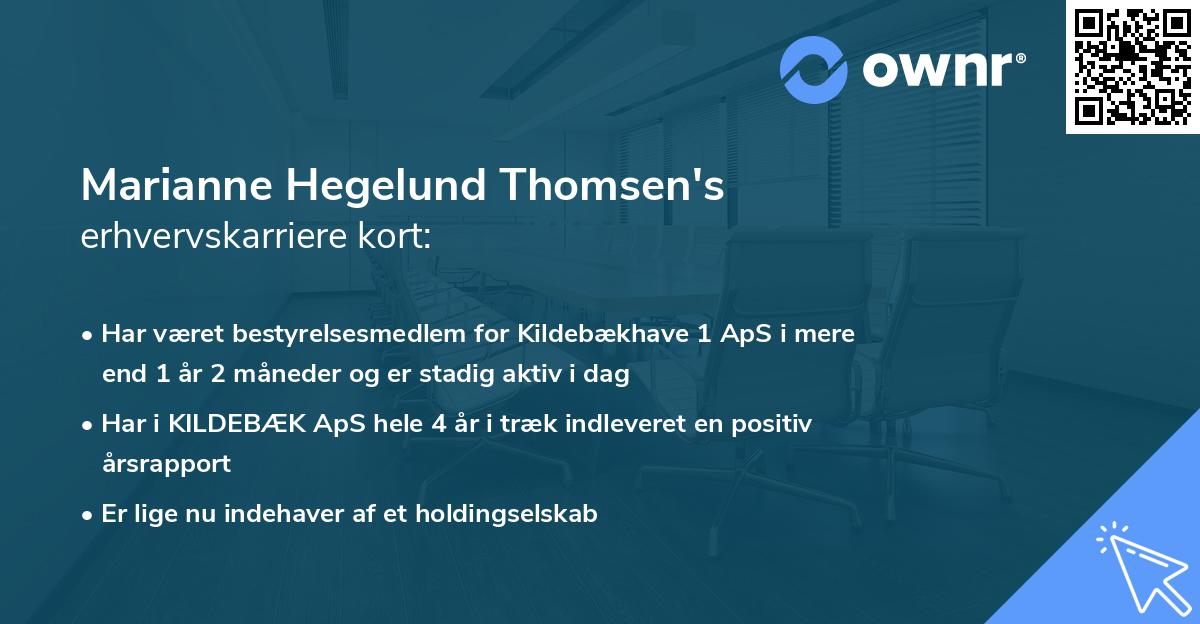 Marianne Hegelund Thomsen's erhvervskarriere kort