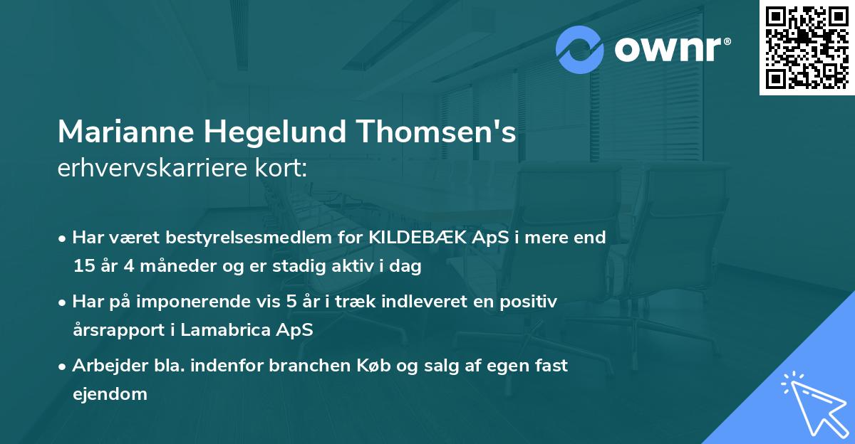 Marianne Hegelund Thomsen's erhvervskarriere kort
