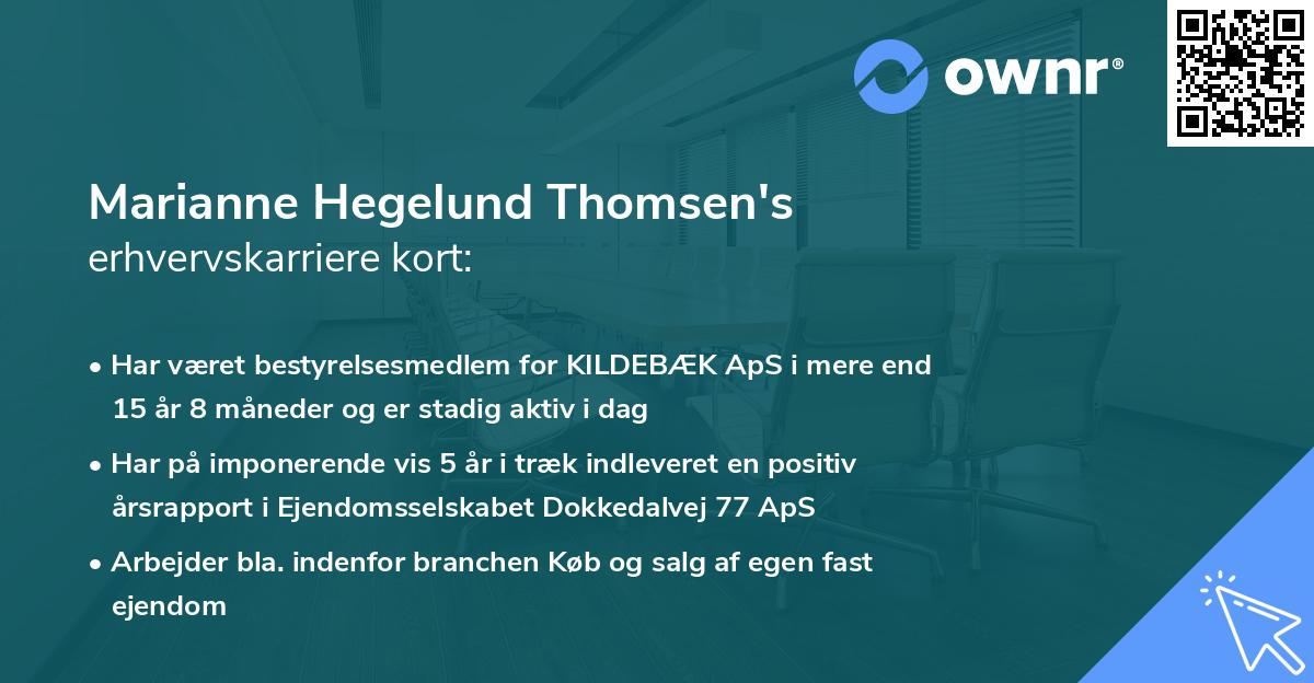 Marianne Hegelund Thomsen's erhvervskarriere kort