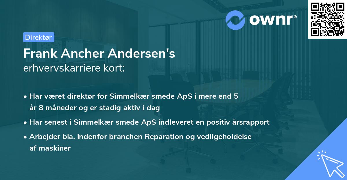 Frank Ancher Andersen's erhvervskarriere kort