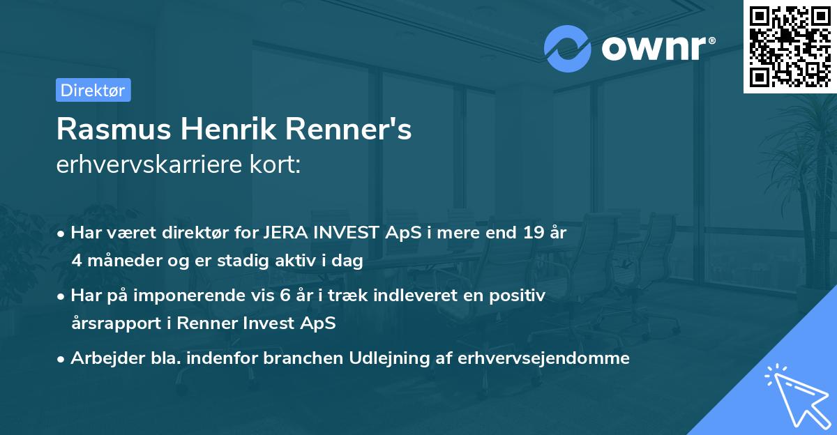 Rasmus Henrik Renner's erhvervskarriere kort