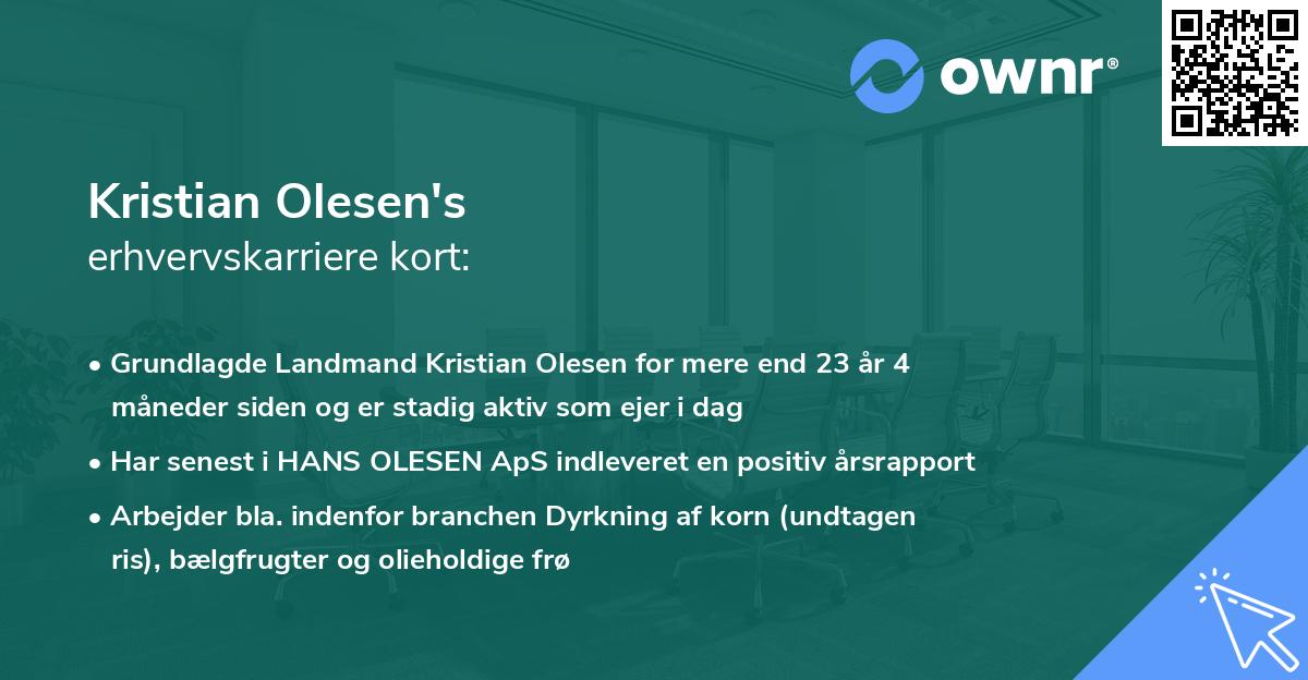 Kristian Olesen's erhvervskarriere kort