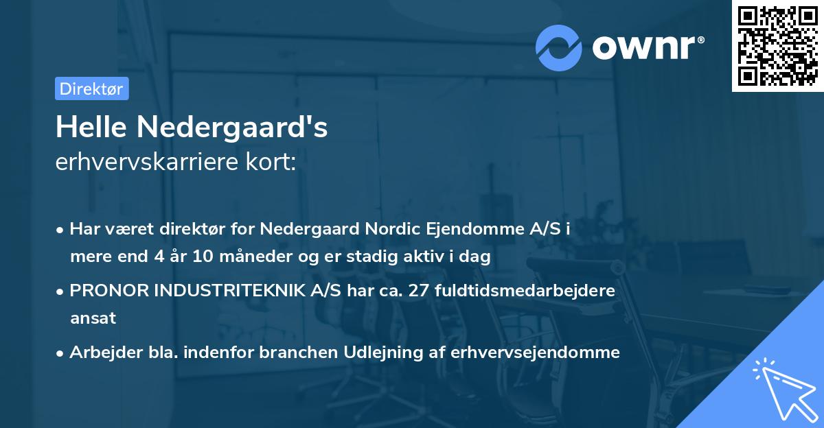 Helle Nedergaard's erhvervskarriere kort