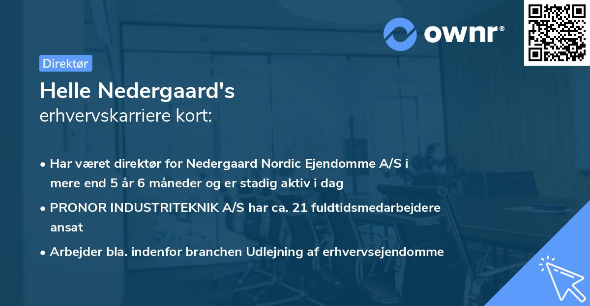Helle Nedergaard's erhvervskarriere kort