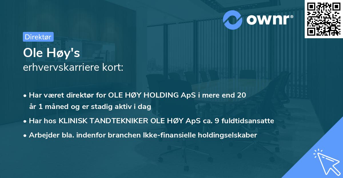 Ole Høy's erhvervskarriere kort