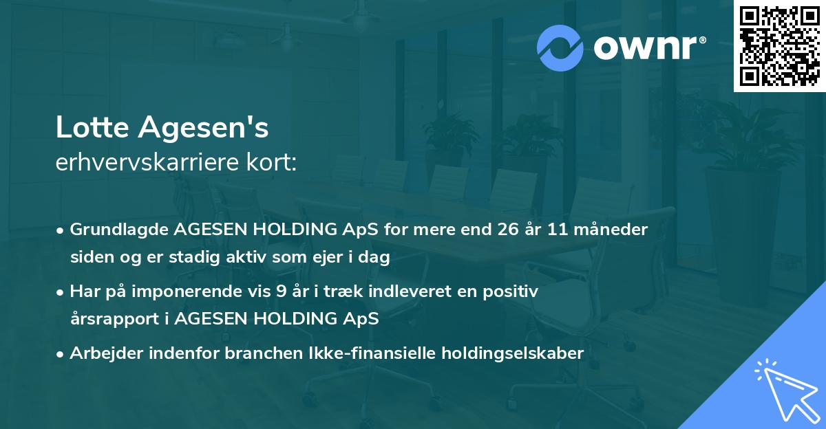 Lotte Agesen's erhvervskarriere kort