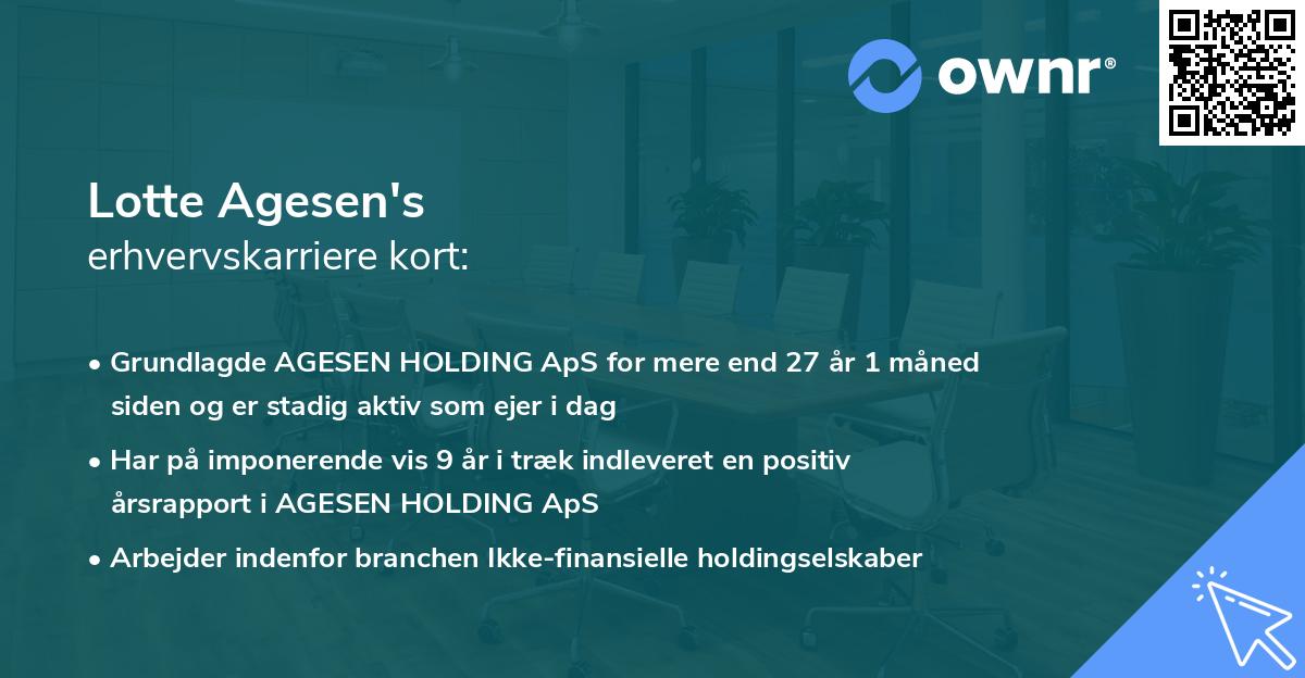 Lotte Agesen's erhvervskarriere kort