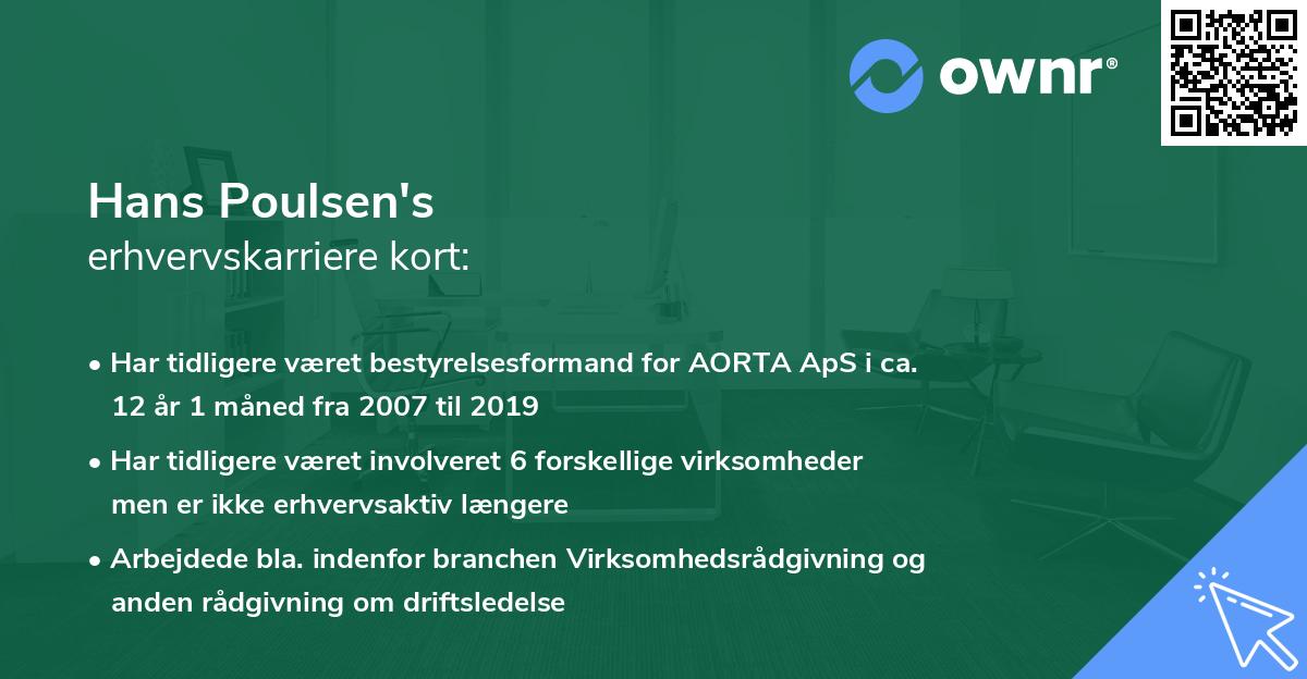 Hans Poulsen's erhvervskarriere kort