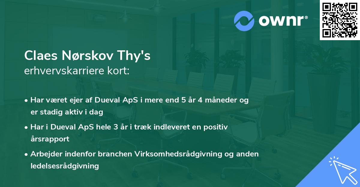 Claes Nørskov Thy's erhvervskarriere kort
