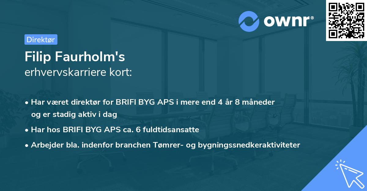 Filip Faurholm's erhvervskarriere kort