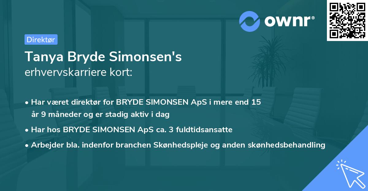 Tanya Bryde Simonsen's erhvervskarriere kort