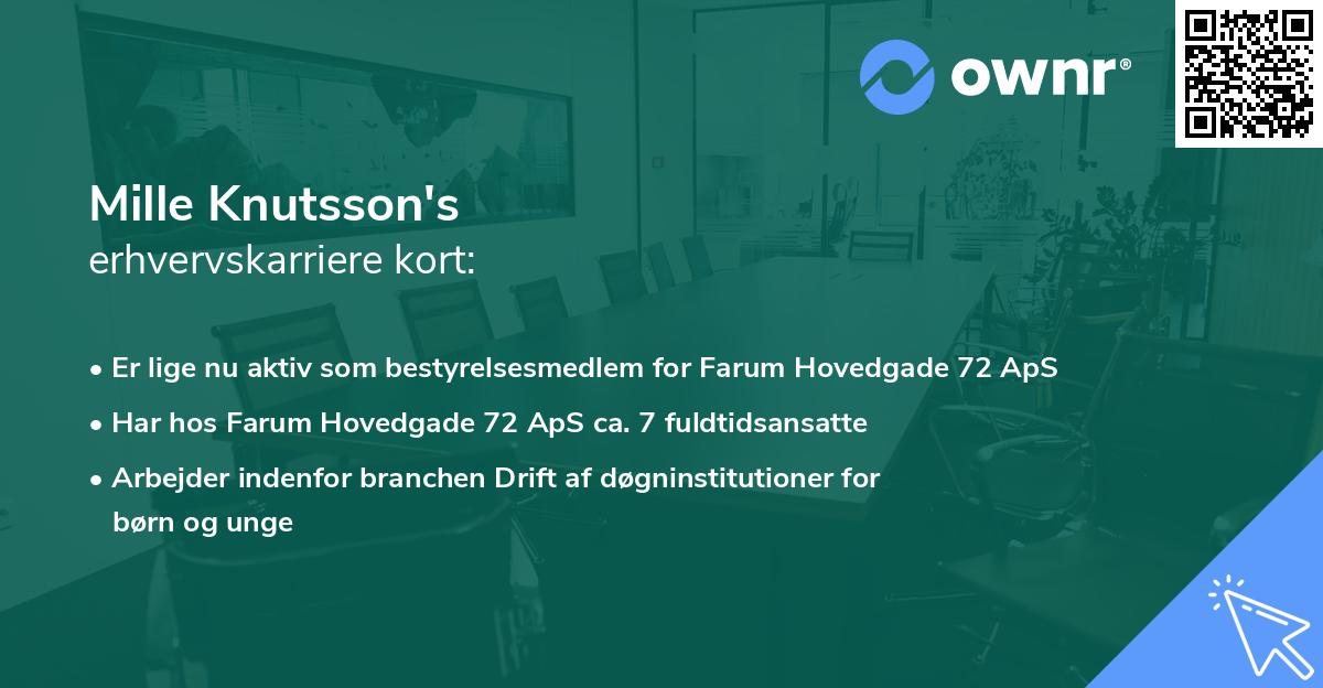 Mille Knutsson's erhvervskarriere kort