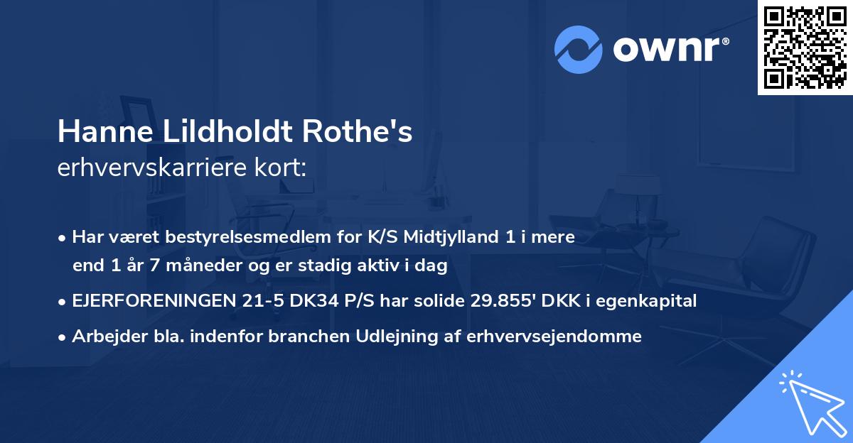 Hanne Lildholdt Rothe's erhvervskarriere kort