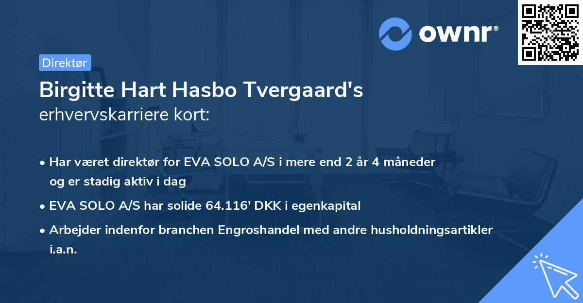 Birgitte Hart Hasbo Tvergaard's erhvervskarriere kort