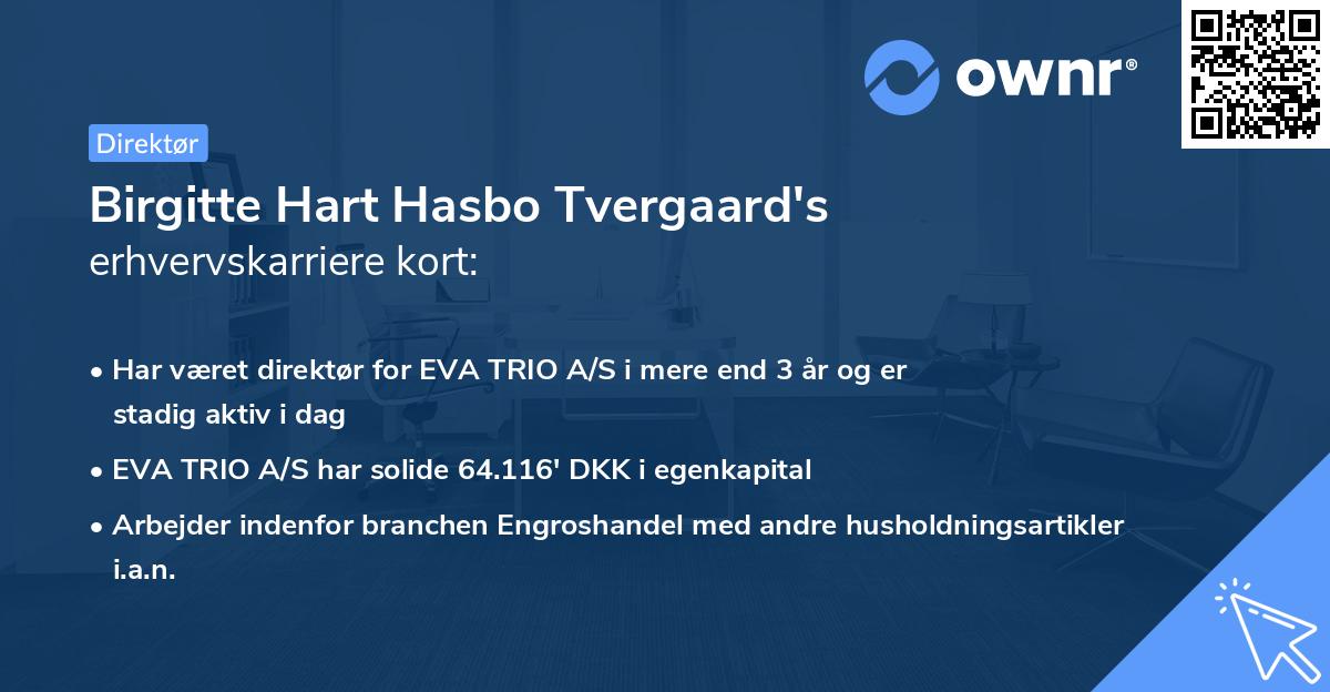 Birgitte Hart Hasbo Tvergaard's erhvervskarriere kort