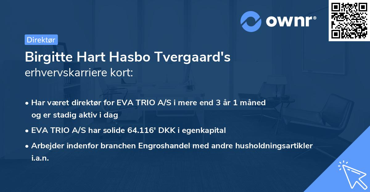 Birgitte Hart Hasbo Tvergaard's erhvervskarriere kort