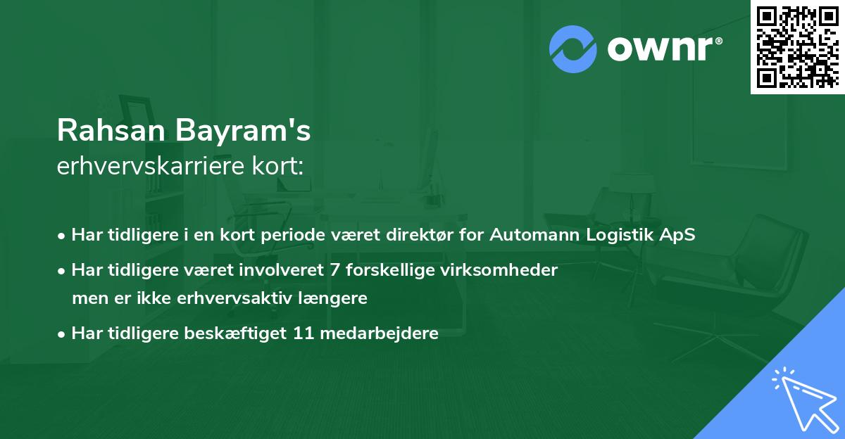 Rahsan Bayram's erhvervskarriere kort