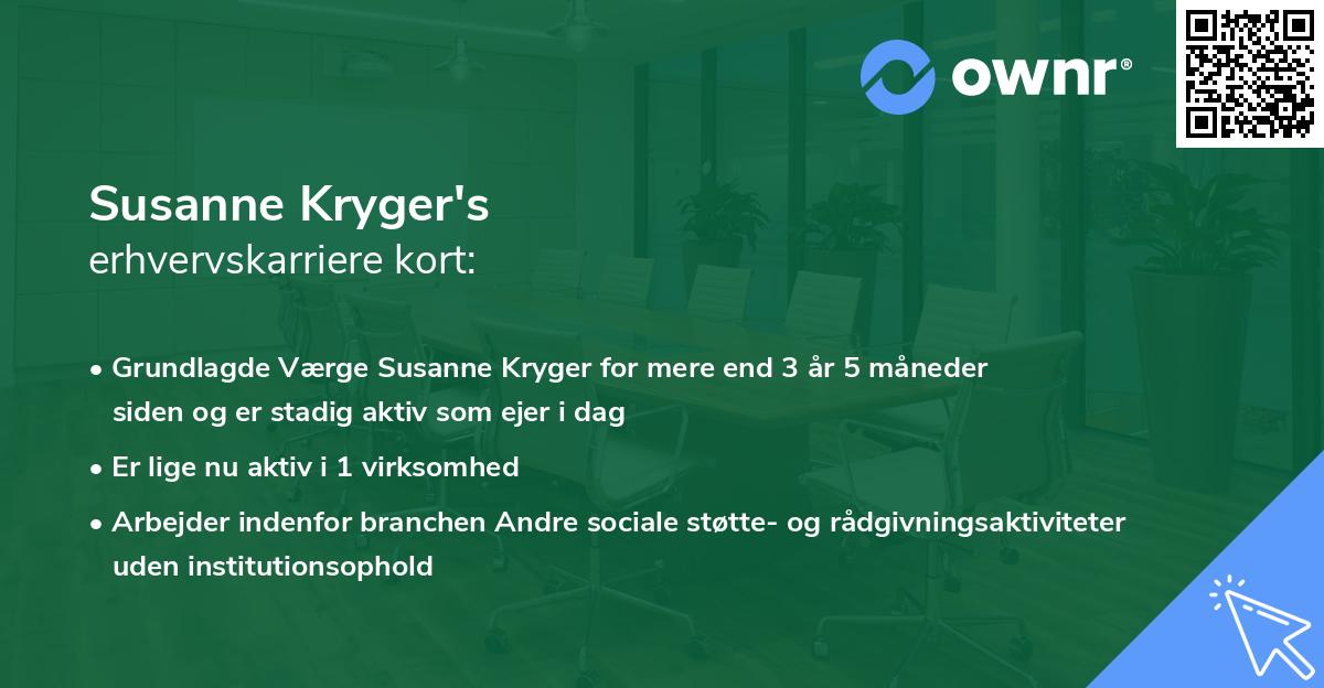 Susanne Kryger's erhvervskarriere kort