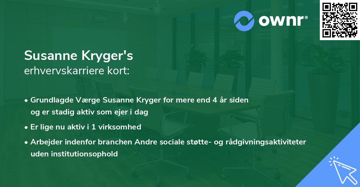 Susanne Kryger's erhvervskarriere kort