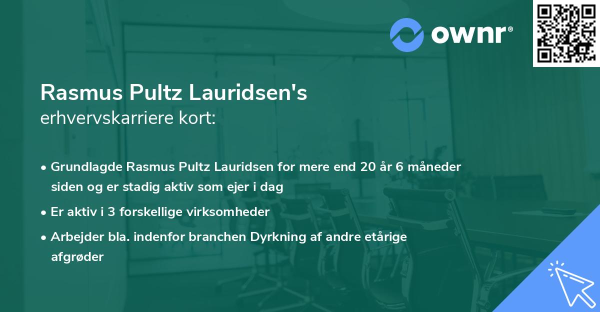 Rasmus Pultz Lauridsen's erhvervskarriere kort