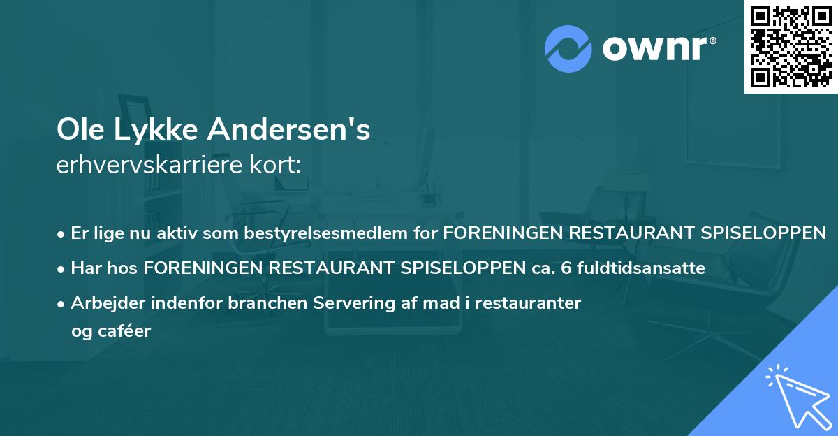 Ole Lykke Andersen's erhvervskarriere kort
