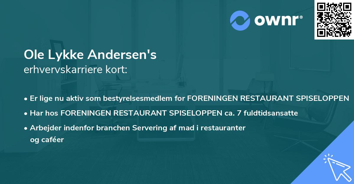 Ole Lykke Andersen's erhvervskarriere kort