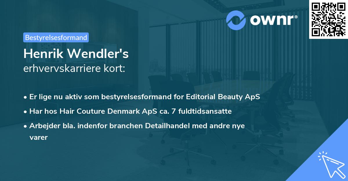 Henrik Wendler's erhvervskarriere kort