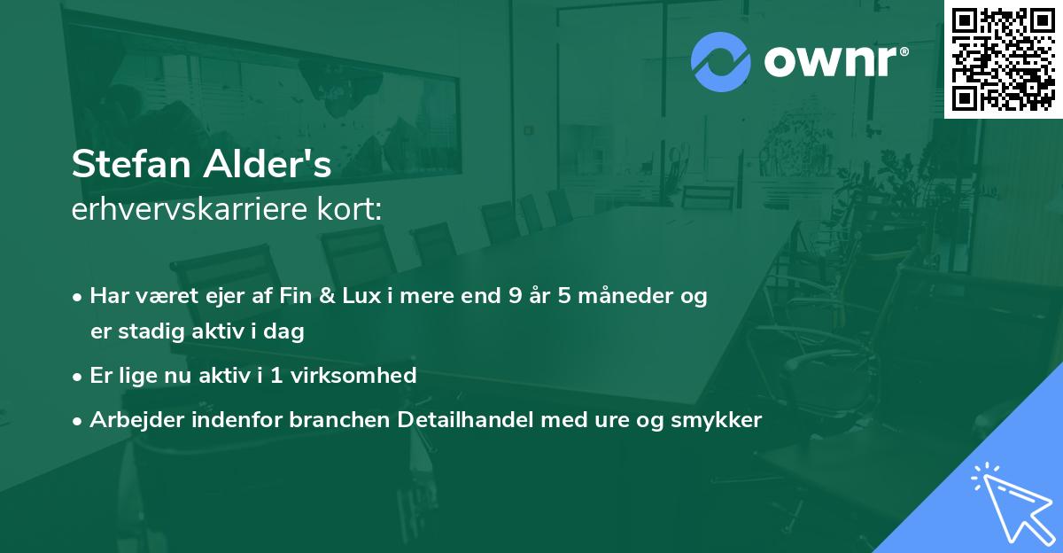 Stefan Alder's erhvervskarriere kort