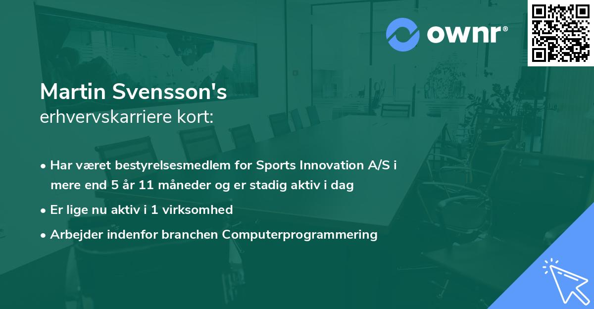 Martin Svensson's erhvervskarriere kort